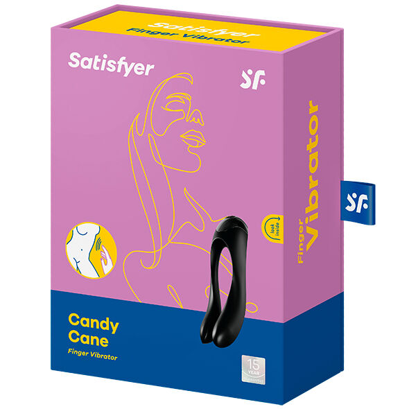 Satisfyer - Vibrador de dedo Candy Cane Preto