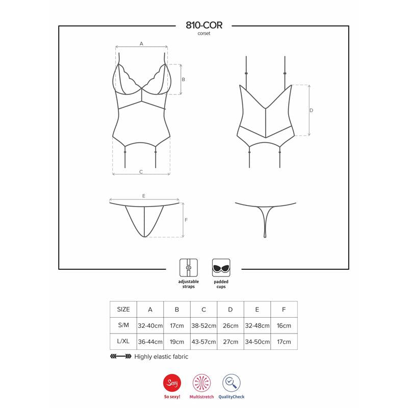 810-COR-1 Corset and Thong Black