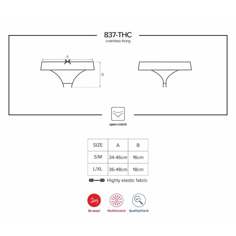 837-THC-1 Crotchless Thong Black
