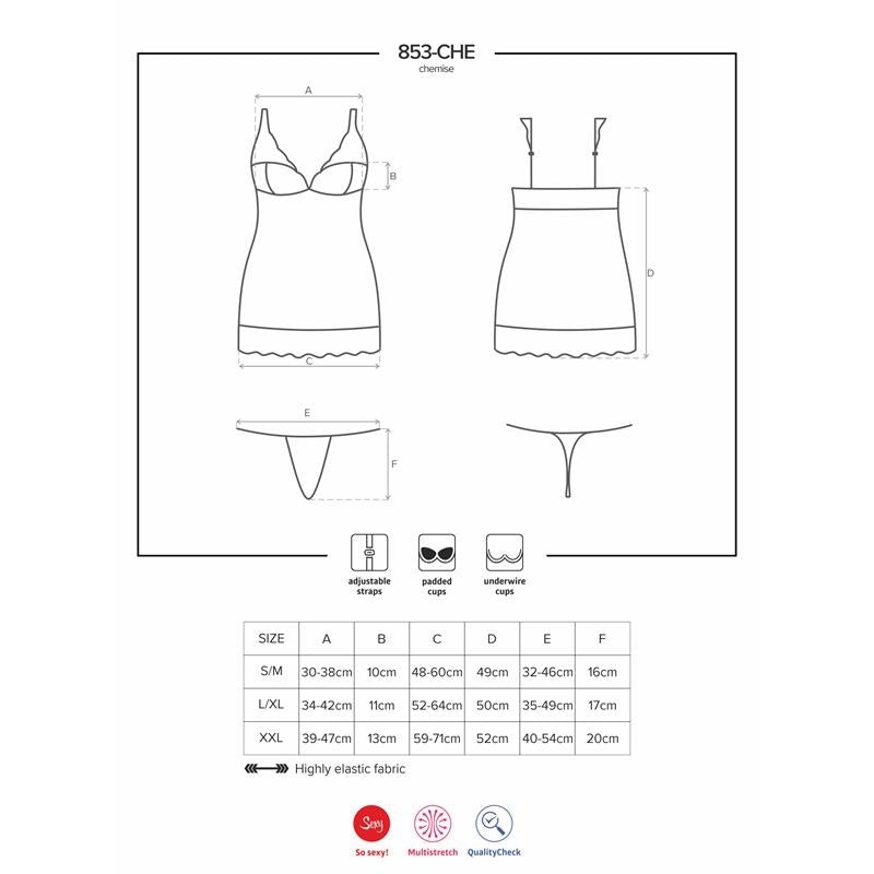 853-CHE-2 Chemise AND Thong White