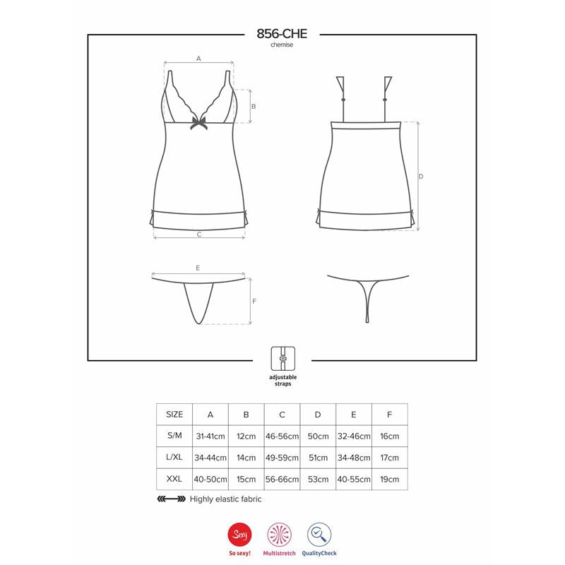 856-CHE-1 Chemise and Thong Black
