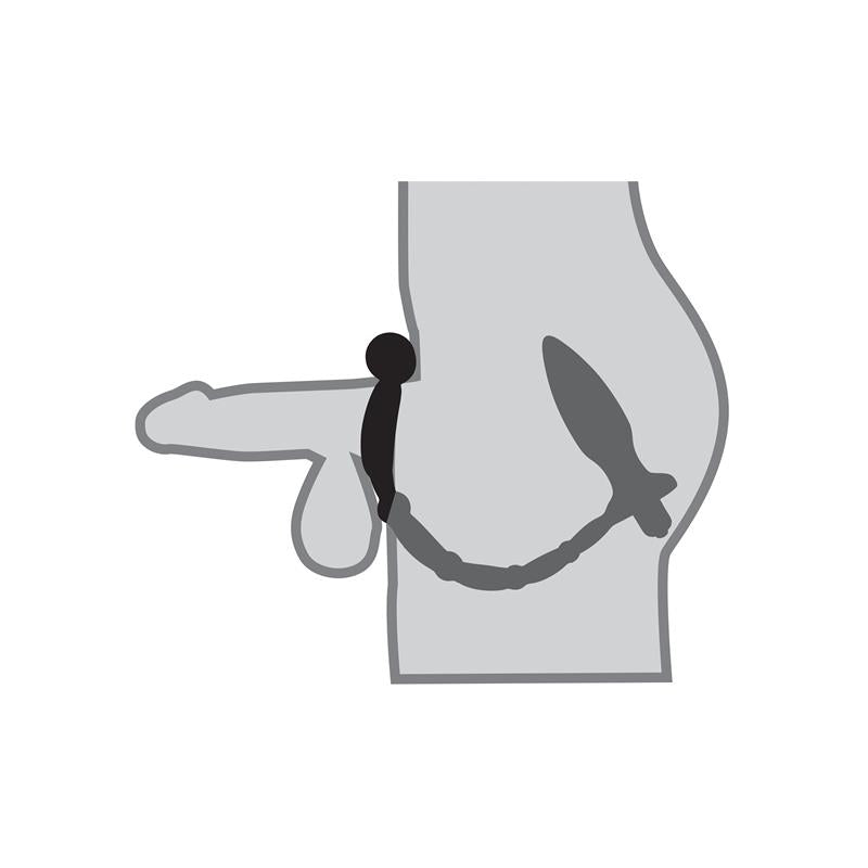 Anal Plug with Chain and Vibration Ass-Kicker Black