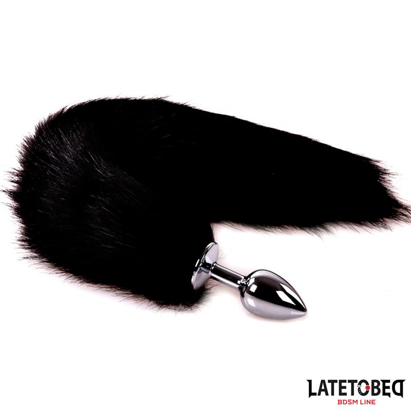 Anal plug with tail Black 40 cm