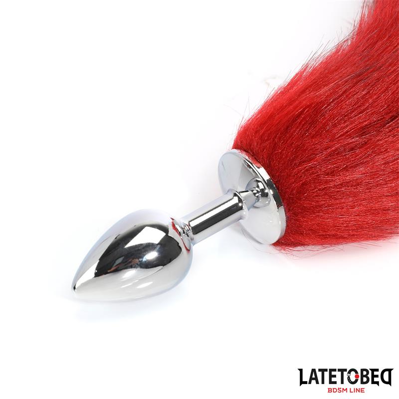 Anal plug with tail Dark Red 40 cm