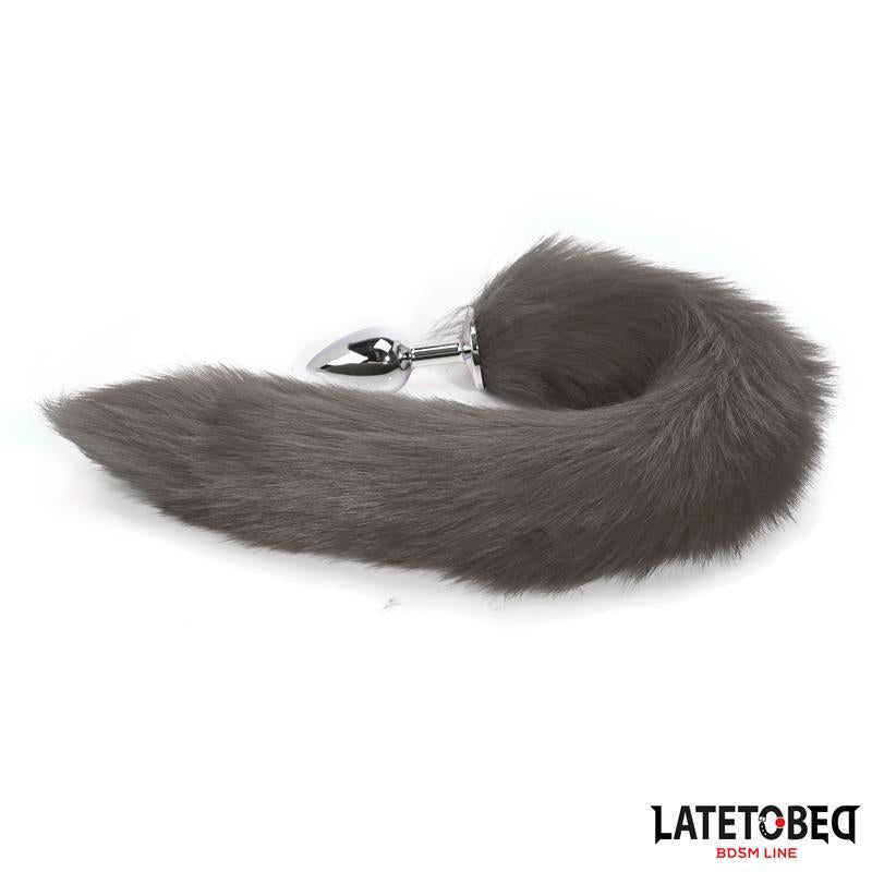 Anal plug with tail Gray 40 cm