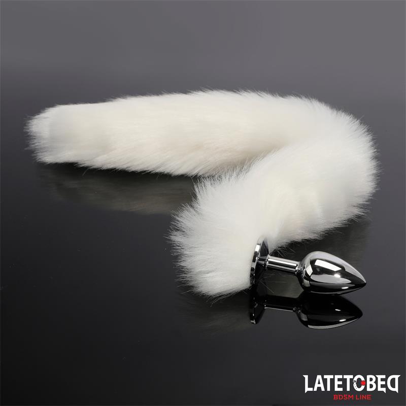 Anal plug with tail White 40 cm
