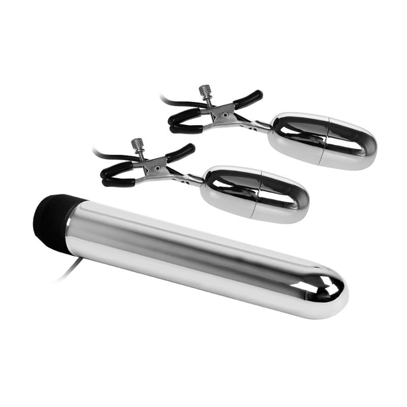 Baile Vibrating Bullet and Nipple Clamps with Vibration Set Turbo