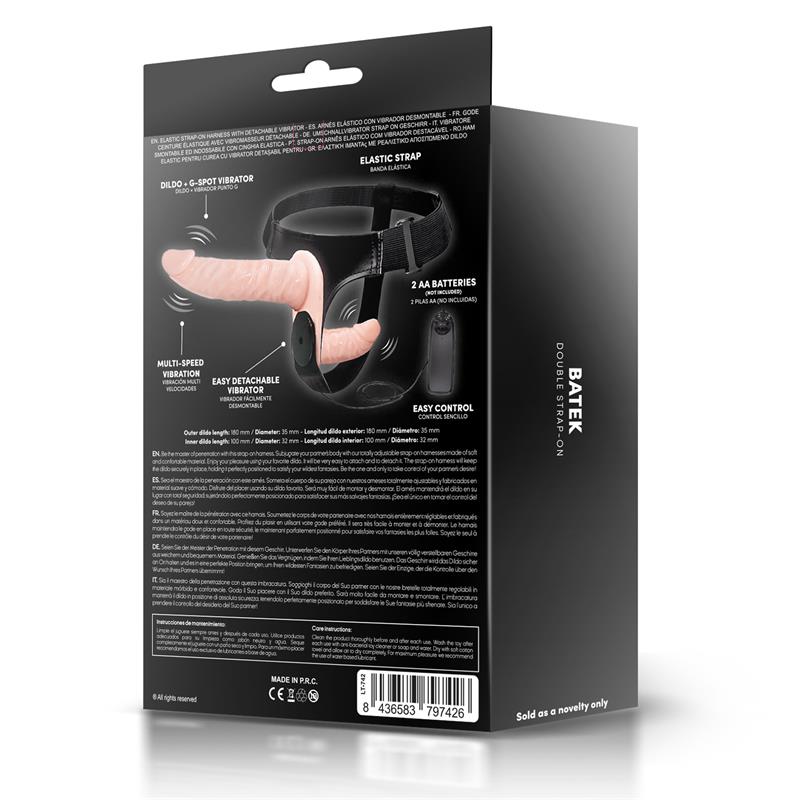 Batek Detachable unto G Double Strap-On Harness with Vibration Remote Control