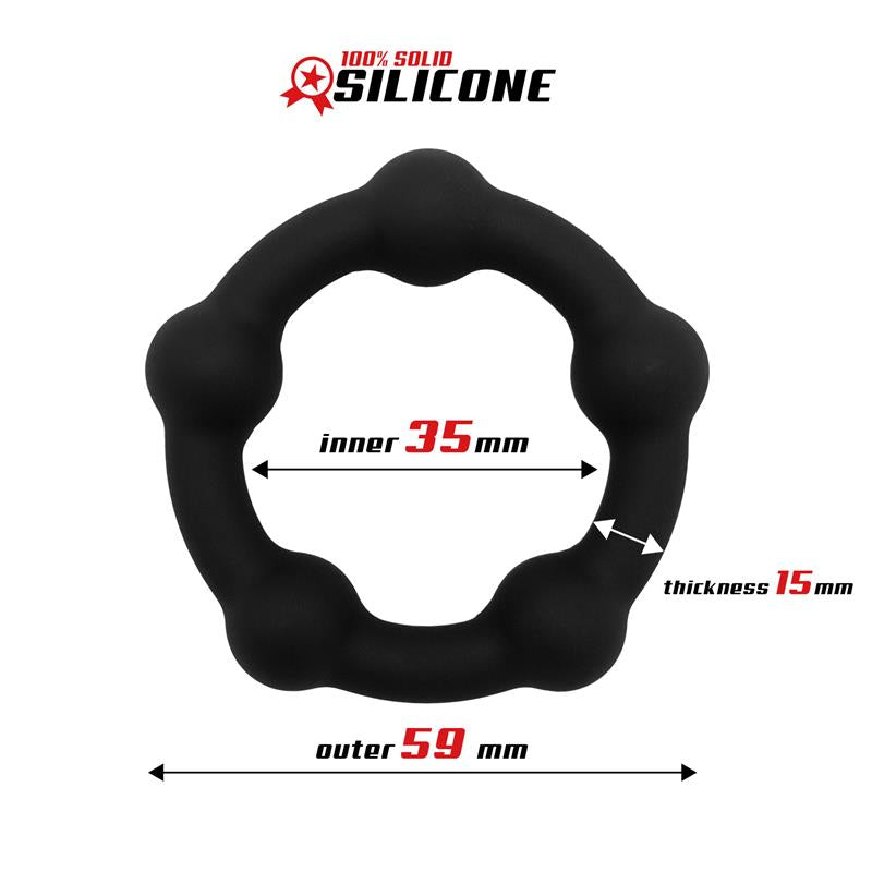 Bead Solid Cock Ring Silicone 3.5 cm Black