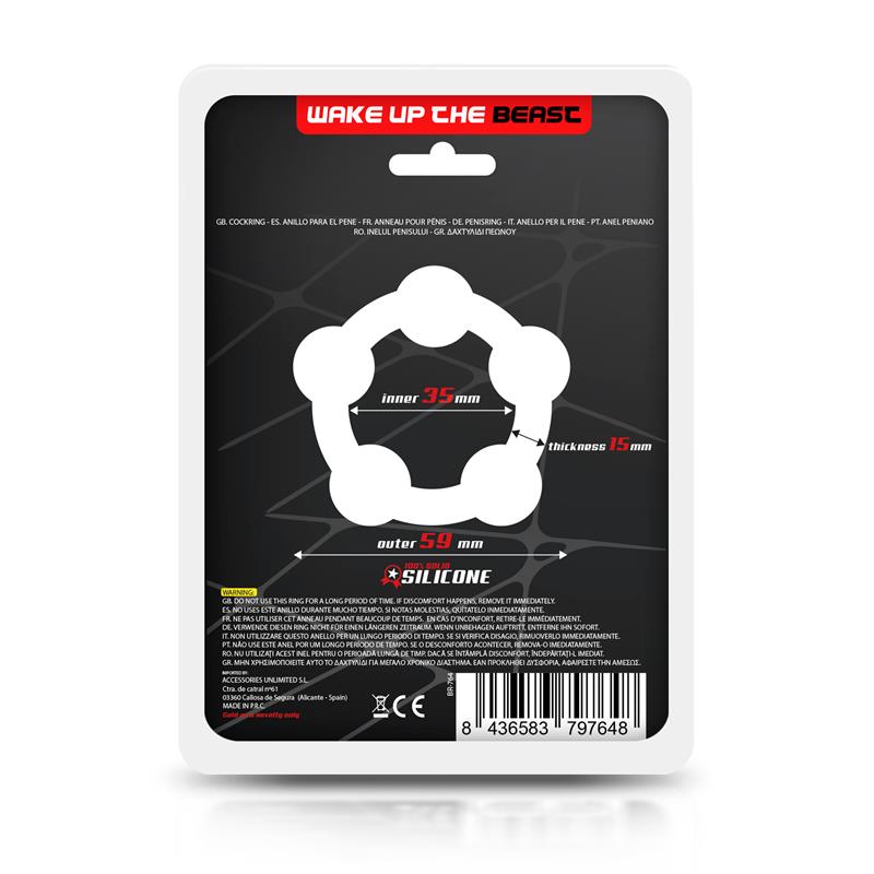 Bead Solid Cock Ring Silicone 3.5 cm Black