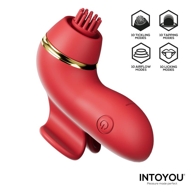 Beeny Stimulator with 4 Caps, Suction, Tapping, Tickling and Licking