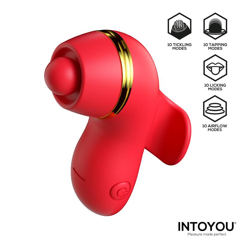 Beeny Stimulator with 4 Caps, Suction, Tapping, Tickling and Licking