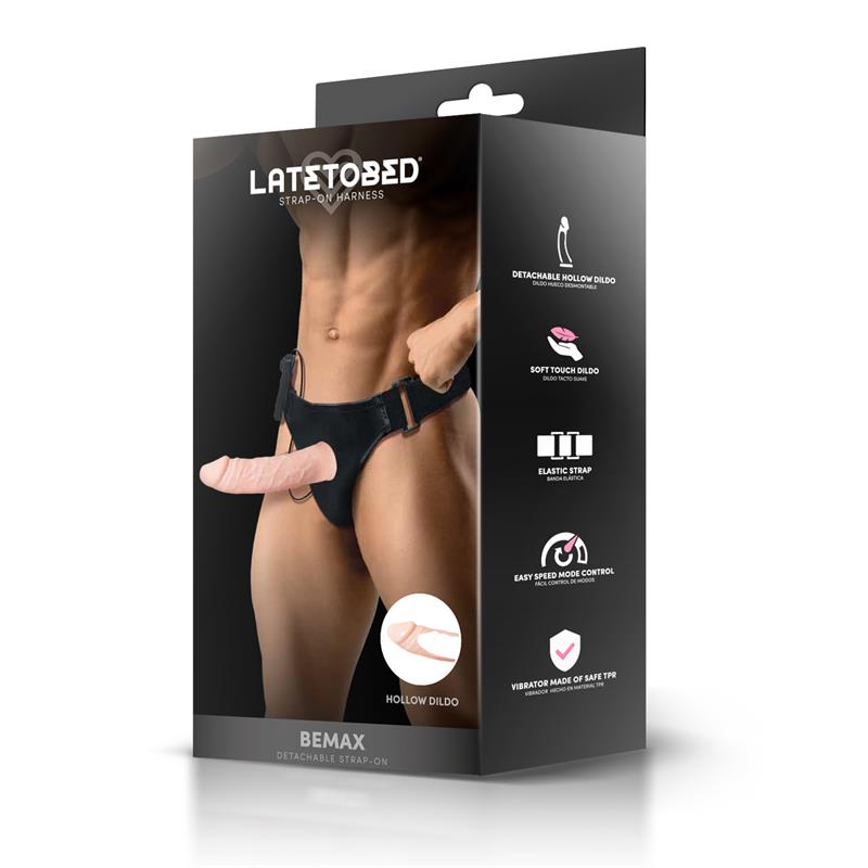Bemax Detachable Strap-On with Hollow Dildo, Vibration and Remote Control