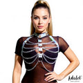 Bianca Vegan Leather Chest Harness with Chain One size