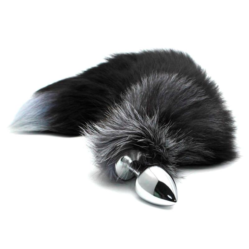 Black And White Fox Tail Plug L