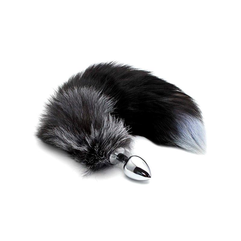 Black And White Fox Tail Plug M