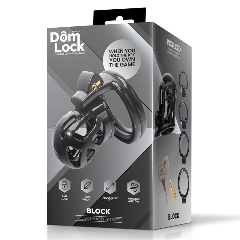 Block Chastity Cage with Internal Lock