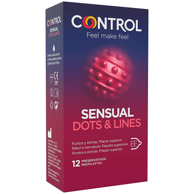 CONTROL - SENSUAL DOTS &amp; LINES PUNTOS Y ESTRÍAS 12 UNIDADES