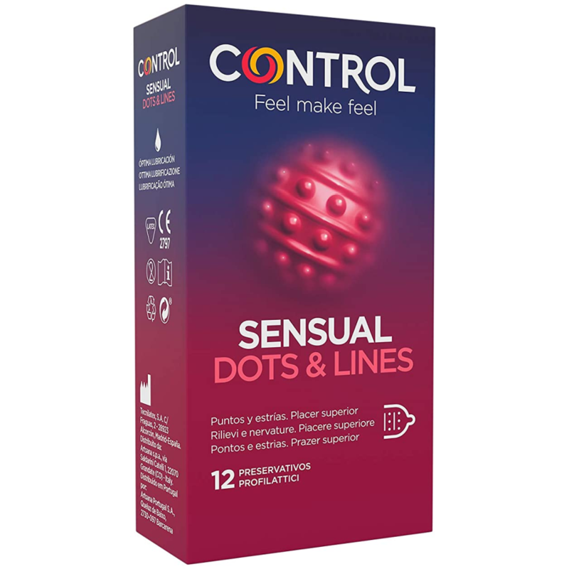 CONTROL CONDOMS - SENSUAL DOTS & LINES POINTS AND STRETCH MARKS 12 UNITS