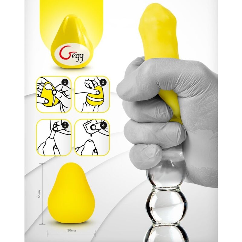 G-VIBE - OVO MASTURBADOR REUTILIZÁVEL COM TEXTURIZADO AMARELO