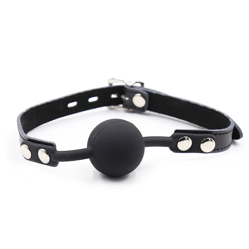 Ohmama Fetish - Silicone Ball Gag With Leather Belt (Padlock Included)