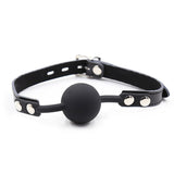 Ohmama Fetish - Silicone Ball Gag With Leather Belt (Padlock Included)