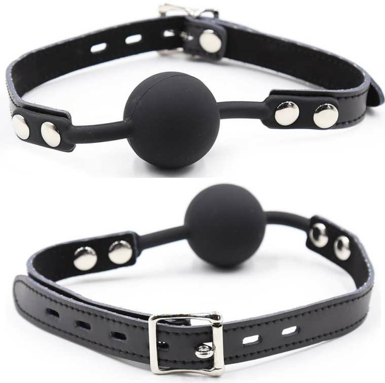 Ohmama Fetish - Silicone Ball Gag With Leather Belt (Padlock Included)