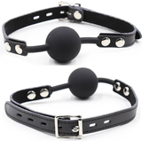 Ohmama Fetish - Silicone Ball Gag With Leather Belt (Padlock Included)