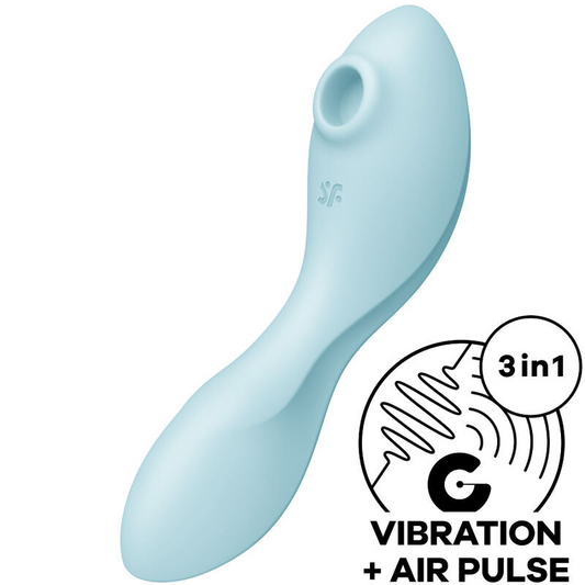 Satisfyer - Curvy Trinity 5 Air Pulse Stimulator & Vibrator App Blue