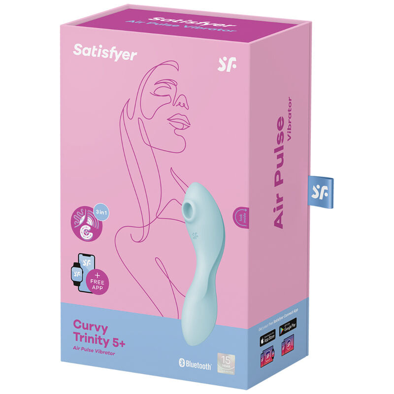 SATISFYER - CURVY TRINITY 5 AIR PULSE STIMULATOR & VIBRATOR APP BLUE