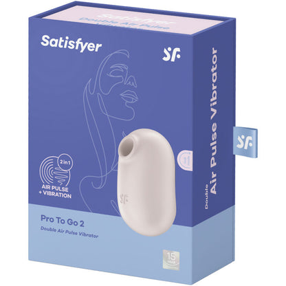 SATISFYER - PRO TO GO 2 DOUBLE AIR PULSE STIMULATOR & VIBRATOR BEIGE