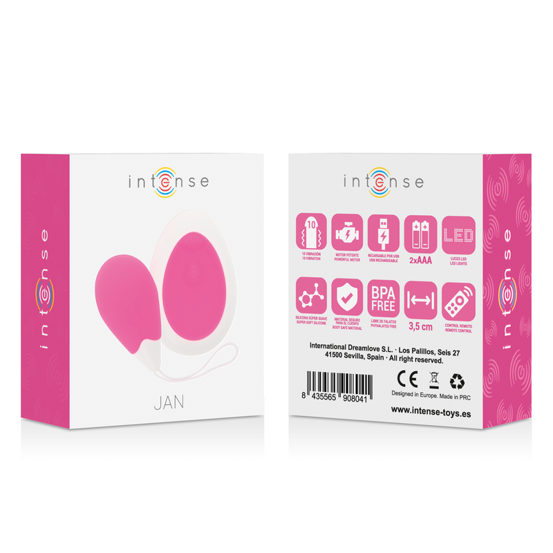 Intense - Jan Egg Vibrator Remote Control Pink