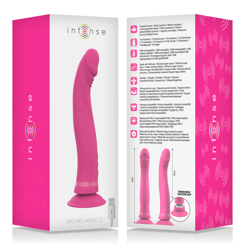Intense - Michelangelo Pink Silicone Vibrator Dildo