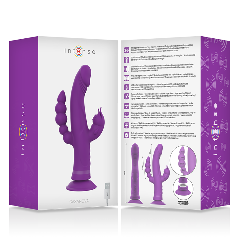 Intense - Casanova Rabbit Silicone Vibrator Triple Motor Purple