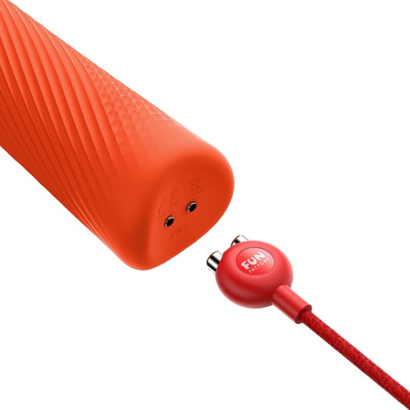 FUN FACTORY - VIM SILICONE RECHARGEABLE VIBRATING WEIGHTED RUMBLE WAND SUNRISE ORANGE