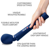 FUN FACTORY - VIM SILICONE RECARREGÁVEL VIBRANTE COM PESO RUMBLE WAND AZUL MEIA-NOITE