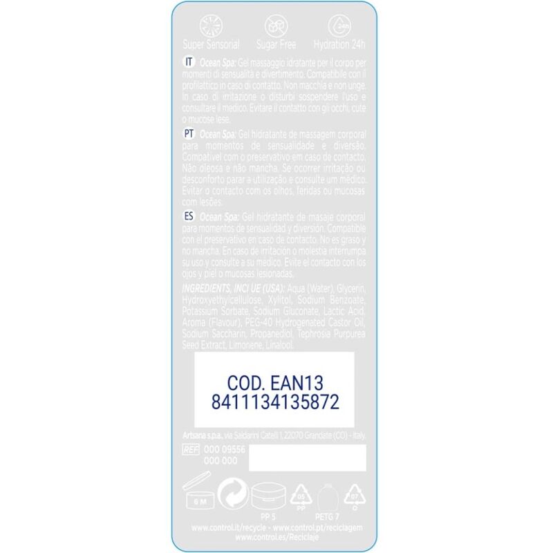 CONTROL - 2 EM 1 MASSAGEM E PRAZER MAR MEDITERRÂNEO 200 ML