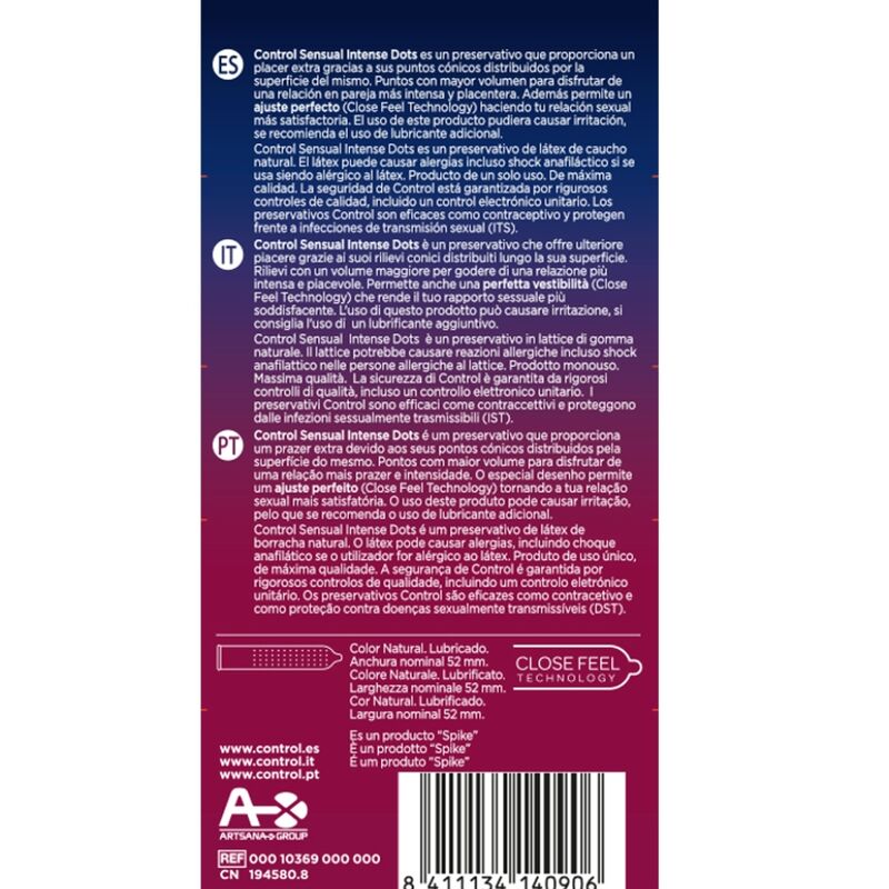 CONTROL CONDOMS - SPIKE CONDOMS WITH CONICAL POINTS 12 UNITS