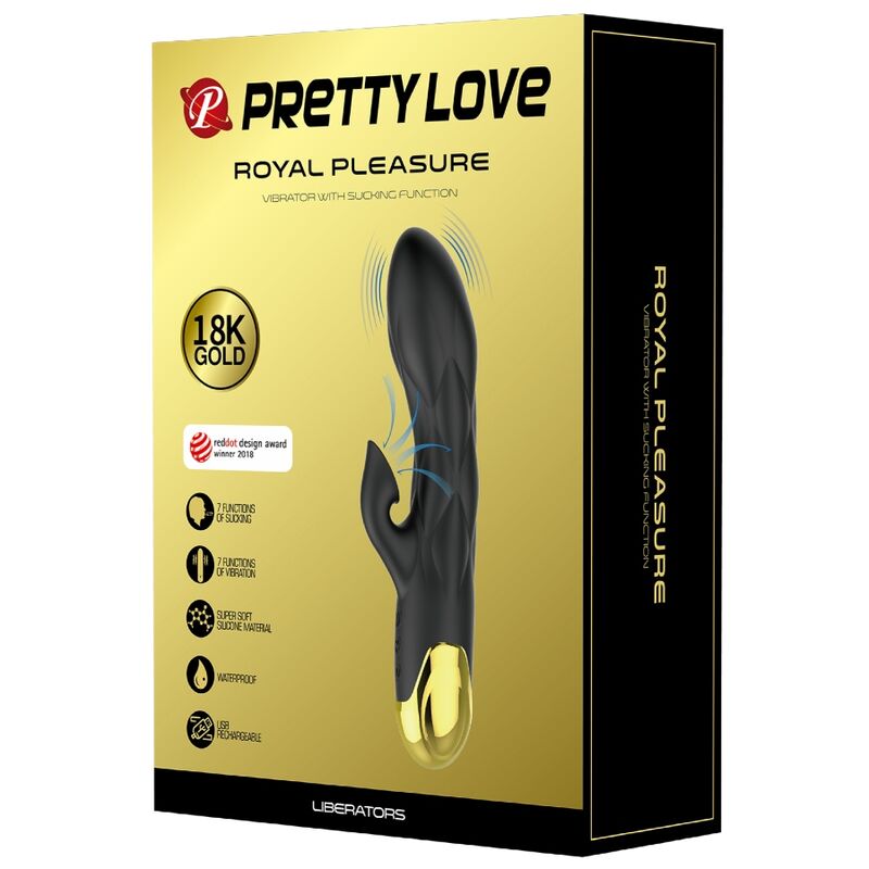 PRETTY LOVE - VIBRADOR DE LUXO RECARREGÁVEL PRETO BANHADO A OURO