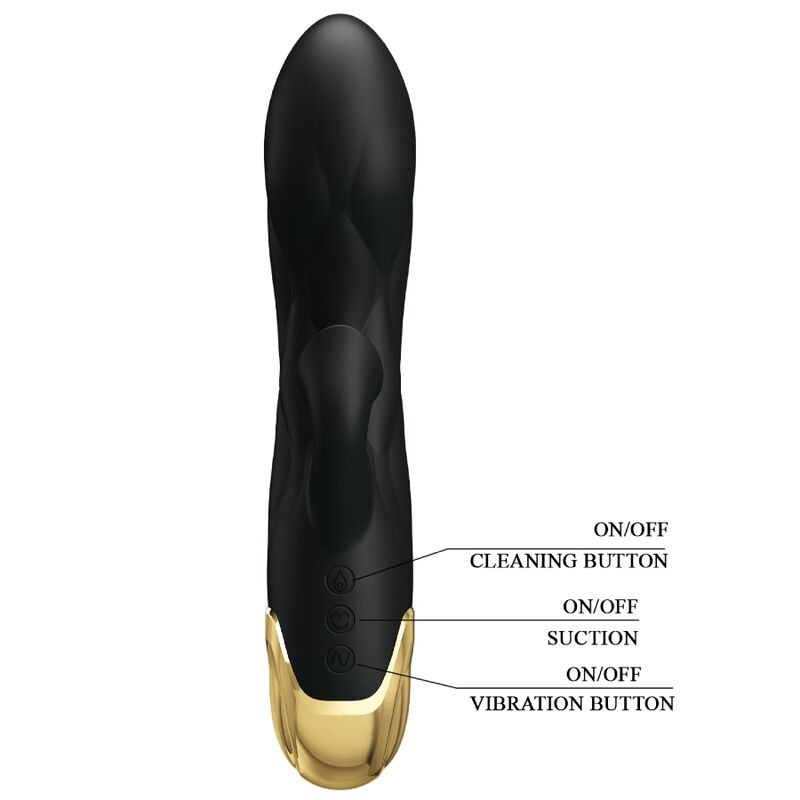 PRETTY LOVE - VIBRADOR DE LUXO RECARREGÁVEL PRETO BANHADO A OURO