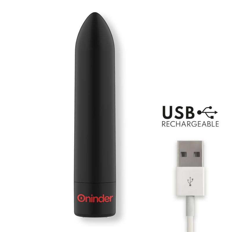 Oninder - Berlin Bullet Vibrator Black 9 Modes 8.5 X 2 Cm - Free App