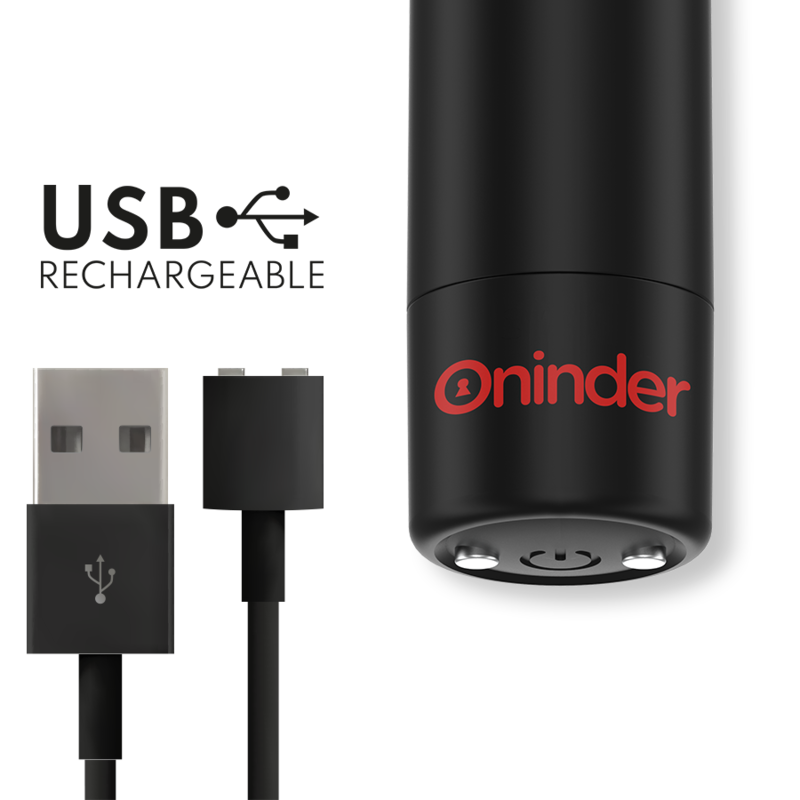 Oninder - Berlin Bullet Vibrator Black 9 Modes 8.5 X 2 Cm - Free App