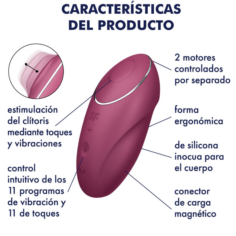 Satisfyer - Tap &amp; Climax 1 Vibrador Lay-On Vermelho