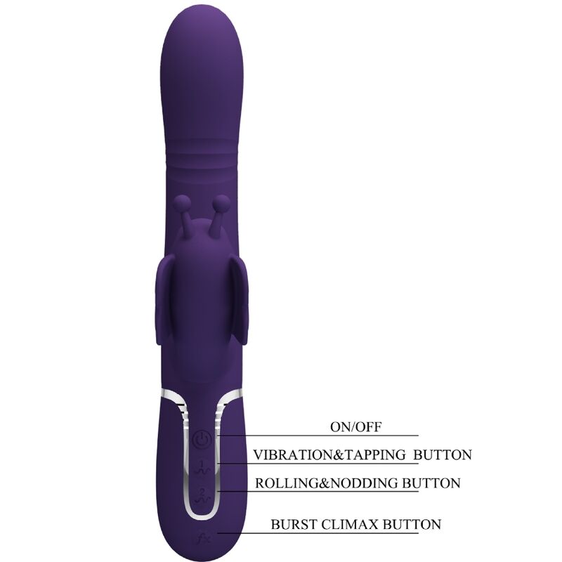 PRETTY LOVE - VIBRADOR COELHO MULTIFUNCIONAL 4 EM 1 BORBOLETA ROXO