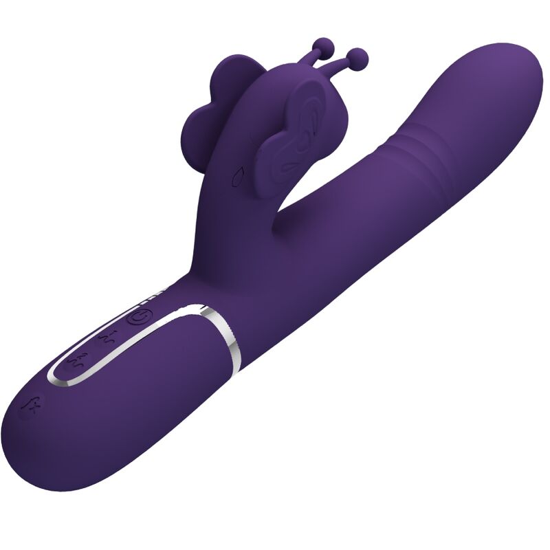 PRETTY LOVE - VIBRADOR COELHO MULTIFUNCIONAL 4 EM 1 BORBOLETA ROXO