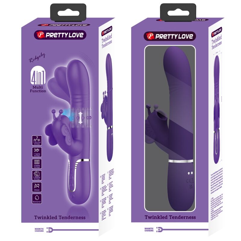 PRETTY LOVE - VIBRADOR COELHO MULTIFUNCIONAL 4 EM 1 BORBOLETA ROXO