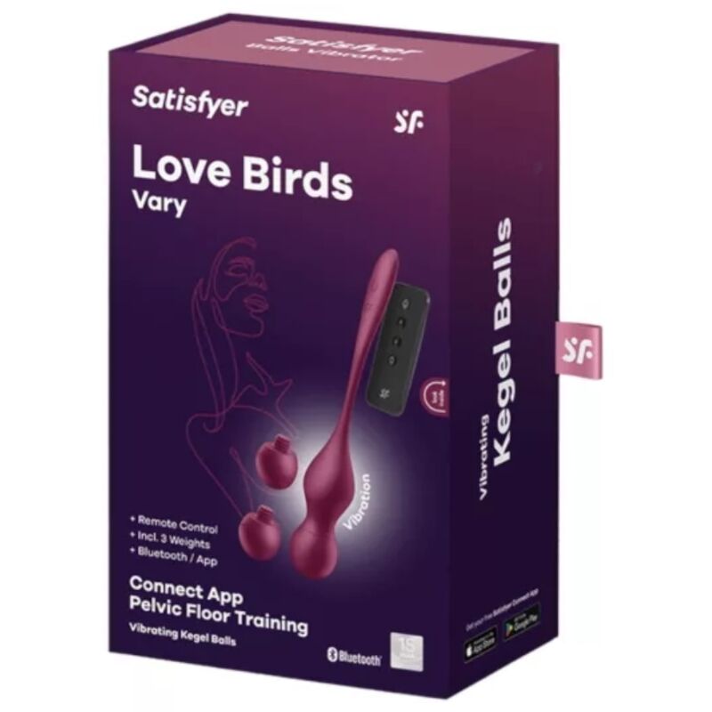 Satisfyer - Aplicación gratuita de bolas vibratorias Love Birds Vary Wine Red