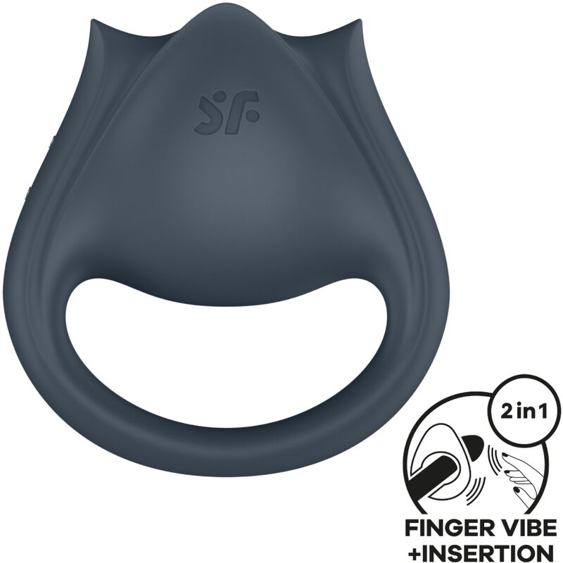 Satisfyer - Perfect Pair 2 Multivibrator 2 In 1 Penis Ring And Finger Stimulator Grey
