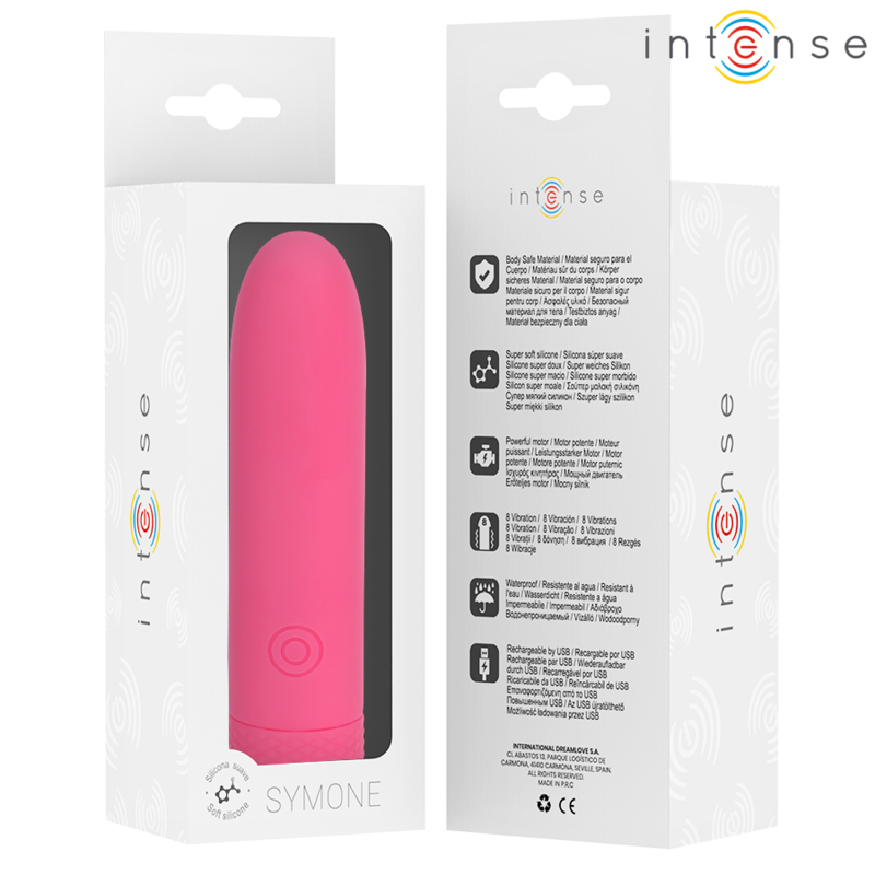 Intense - Symone Usb Rechargeable Vibrating Bullet 8 Vibrations Pink 10 X 2.2 Cm