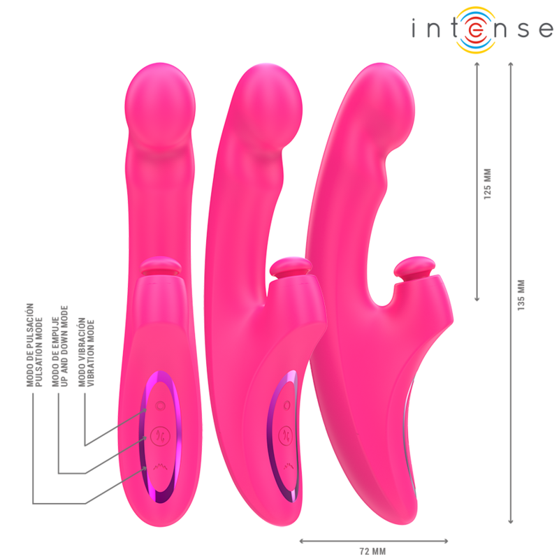 Intense - Emi Vibrator 13.5 Cm Multifunction 3 In 1 10 Vibrations Pink
